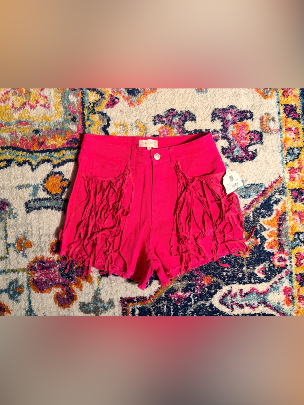 Altar’d State Hot Pink Fringe Shorts NWT size xs